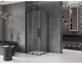 Mexen Velar L Duo, sprchový kút s posuvnými dverami 90 x 90 cm, 8mm číre sklo, čierna matná, 871-090-090-02-03-70