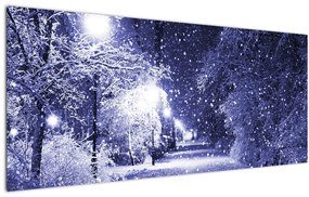 Obraz - Čarovná zimná noc (120x50 cm)