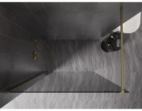 Mexen Kioto-X, sprchová zástena 120 x 200 cm, 10mm šedé sklo, zlatý matný profil, 800-120-101-55-40-X