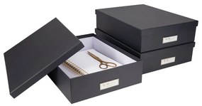 Tmavosivý úložný box s menovkou na dokumenty Bigso Box of Sweden Oskar, veľkosť A4