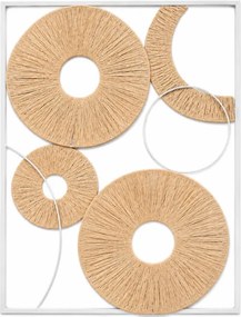 Nástenná dekorácia CIRCLES kovová 48x68 cm, biela / béžová