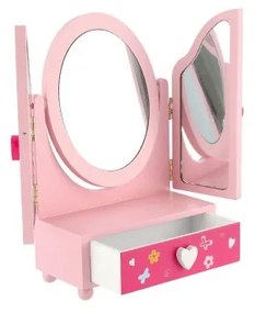Teddies Zrkadlo šperkovnica Princess 3-dielne zásuvka drevo 16x25x8cm v krabici