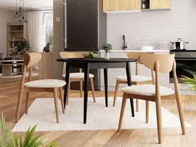 Okrúhly stôl Vidariko FI 120 so 4 stoličkami ST80 01, Farby: natura, Farby: čierny, Potah: Magic Velvet 2250