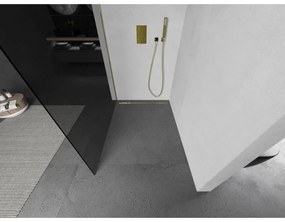 Mexen Kioto sprchová zástena 90x200 cm 8 mm, zlatý profil, šedé sklo, 800-090-101-50-40