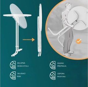 Cateringový skladací barový stôl Ofelie 70 cm biely