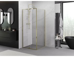 Mexen Exo, výklopný sprchový kút 90 x 90 cm, číre sklo, zlatá, 819-090-090-50-00