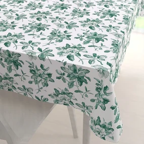 Biante Teflónový obdĺžnikový obrus TF-091 Zelené kvety na bielom 100x140 cm