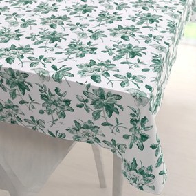 Biante Teflónový obdĺžnikový obrus TF-091 Zelené kvety na bielom 140x180 cm
