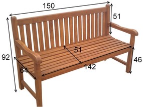 TEXIM ROMA - záhradná teaková lavica 150 cm, teak