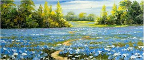 Obraz - Cestička v poli, olejomaľba (120x50 cm)