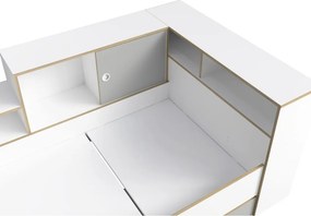 Jednolôžková posteľ s roštom a úložným priestorom Pinio 90x200 cm - biela / sivá