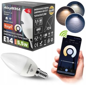 BERGE SMART E14 LED žiarovka 5,5W WW-NW-CW Wi-Fi TUYA CCT
