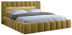 Manželská posteľ 180 cm Luxa (horčičová) (s roštom, úl. priestorom a LED). Vlastná spoľahlivá doprava až k Vám domov. 1041572