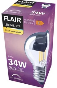 LED žiarovka FLAIR G45 E27 / 4 W ( 34 W ) 380 lm 2700 K strieborná číra