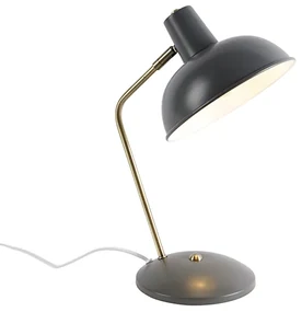 Retro stolná lampa sivá s bronzom - Milou