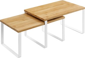 Sada bambusových organizérov CEZAR, 2ks, hnedá/biela SongmicsHome