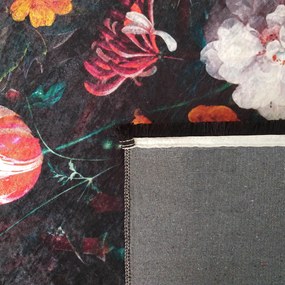 DY Čierny koberec s kvetinovým vzorom Horeca-New 119S Rozmer: 60x100 cm