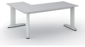 Rohový kancelársky písací stôl PRIMO FLEXIBLE, 1800 x 1400 mm, sivá