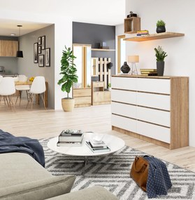 Komoda Keanu III (dub sonoma + biela). Akcia -20%. Vlastná spoľahlivá doprava až k Vám domov. 1128680