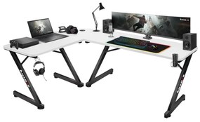 Rohový PC stolík Hyperion 7.0 (čierna + biela). Akcia -22%. Vlastná spoľahlivá doprava až k Vám domov. 1087521