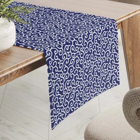 Biante Bavlnený behúň na stôl Sandra SA-257 Ornamenty na tmavo modrom 35x180 cm