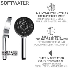 Plastová sprchová hlavica v striebornej farbe ø 12 cm Softwater – Wenko