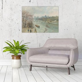 Obraz - Camille Pissarro, The Louvre, Afternoon, Rainy Weather, reprodukcia (70x50 cm)