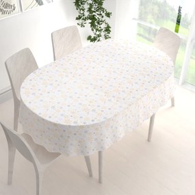 Biante Vianočný dekoračný oválny obrus PML-040 Sivé a béžové vločky 100x140 cm