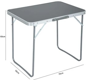 Turistický stolík ARES 70x50 cm sivý