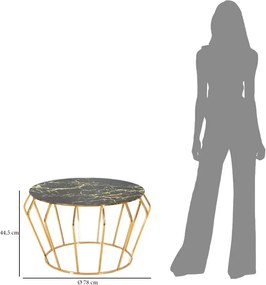 Konferenčný stolík Histor 78 cm zlatý/čierny mramor
