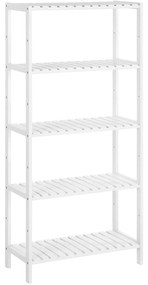 Úložný regál, 5 úrovní, výškovo nastaviteľný 60 x 130 x 26 cm, biely