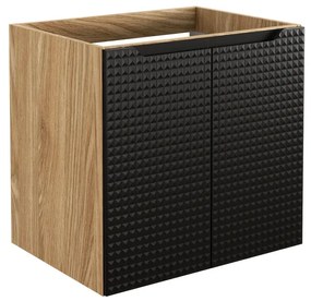 Závěsná skříňka Luxor Black s deskou a umyvadlem 90 cm černá/dub olejovaný