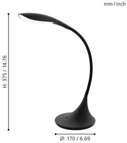 Eglo 94673 - LED stmievateľná stolná lampa DAMBERA 1xLED/4,5W/230V čierna