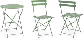 Šalviovozelená oceľová záhradná jedálenská súprava pre 2 Austin – Bizzotto