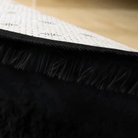 Protišmykový koberec SHAGGY čierny kruh