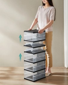 Songmics Úložný box Axel, sada 12ks, 35,5x25,6x17,6 cm, čierna