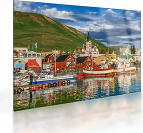 Sklenený obraz - Húsavík (70x50 cm)