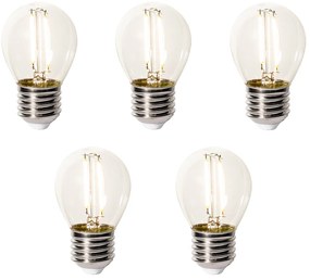 Sada 5 ks E27 dimbare LED lamp P45 helder glas 3W 250 lm 2200K
