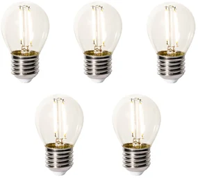 Sada 5 ks E27 dimbare LED lamp P45 helder glas 3W 250 lm 2200K