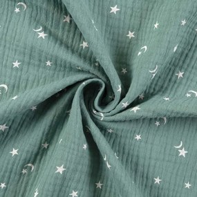 Biante Mušelínová plienka/dečka MSN-053 Nočná obloha na pastelovo modrozelenom 100x100 cm