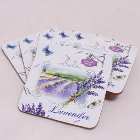 Biele/fialové korkové tácky v súprave 6 ks – Dakls