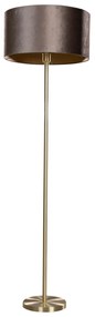 Stojacia lampa mosadz s velúrovým tienidlom hnedá 50 cm - Simplo