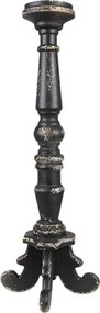 Čierny antik drevený svietnik - Ø 16*65 cm