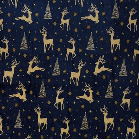 Vianočná mikroplyšová deka GOLDEN DEER tmavomodrá Rozmer: 150 x 200 cm