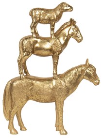 Zlaté dekoračné súsošie koňov Cheval - 30 * 8 * 40 cm