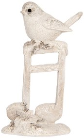 Béžová antik dekorácia vtáčik na note - 8*4*13 cm