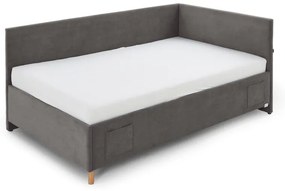 Antracitová rohová detská posteľ s úložným priestorom 90x200 cm Cool – Meise Möbel