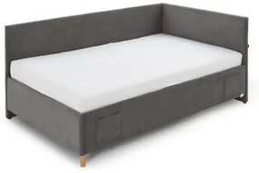 Antracitová rohová detská posteľ s úložným priestorom 90x200 cm Cool – Meise Möbel