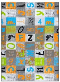 Koberec JUMPY Patchwork sivý/pomarančový/nebeský