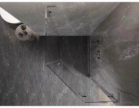 Mexen Lunar, L pravý výklopný päťuholníkový sprchový kút 80 x 100 cm, 8mm číre sklo, chrómový profil, 831L-080P-100L-01-00-P